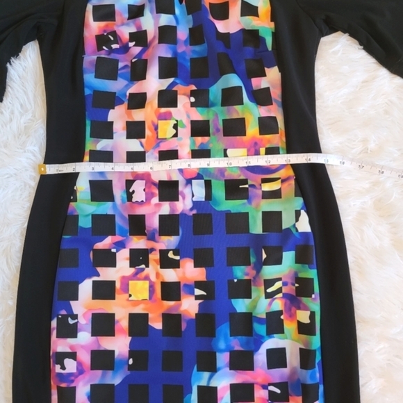 Joseph Ribkoff Size 8 Black Patterned Sheath Bodycon Dress Black Multi Coloured - Picture 7 of 12
